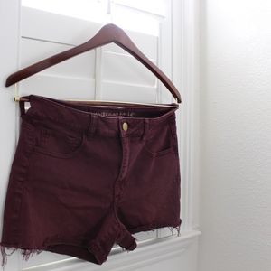 American Eagle High waisted maroon shorts